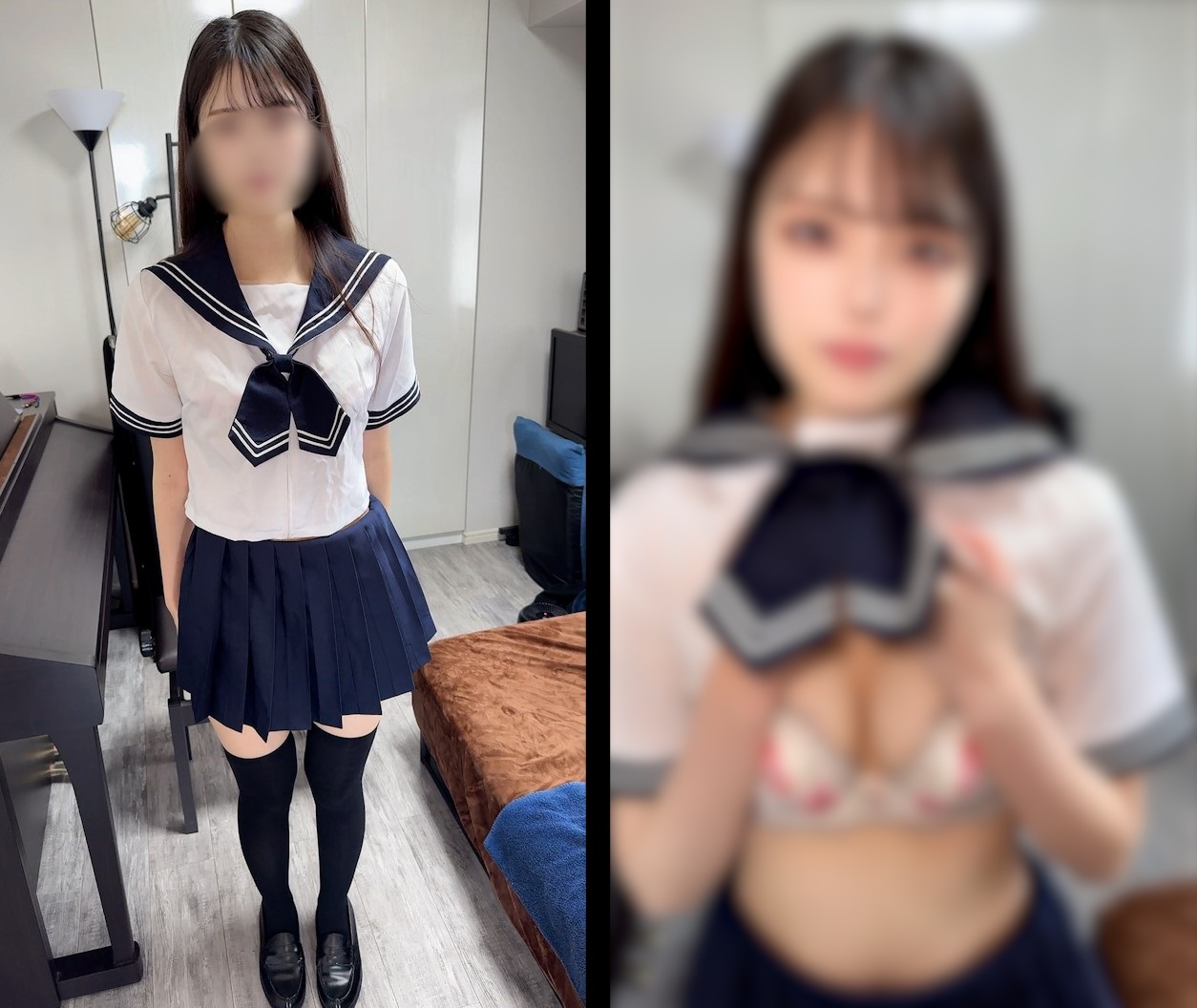 [NTR]【個撮】某大企業の受付嬢ハメ撮り超美スレンダー美脚みくちゃん８。セーラー服で青春「先輩好き…♥」言わせて彼氏のより気持ち良い男のち●ぽでよがりながら、膣奥ガン突き大量中出し